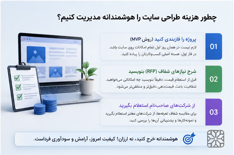 مدیریت هزینه هایی که برای طراحی سایت در نظر گرفته ایم...